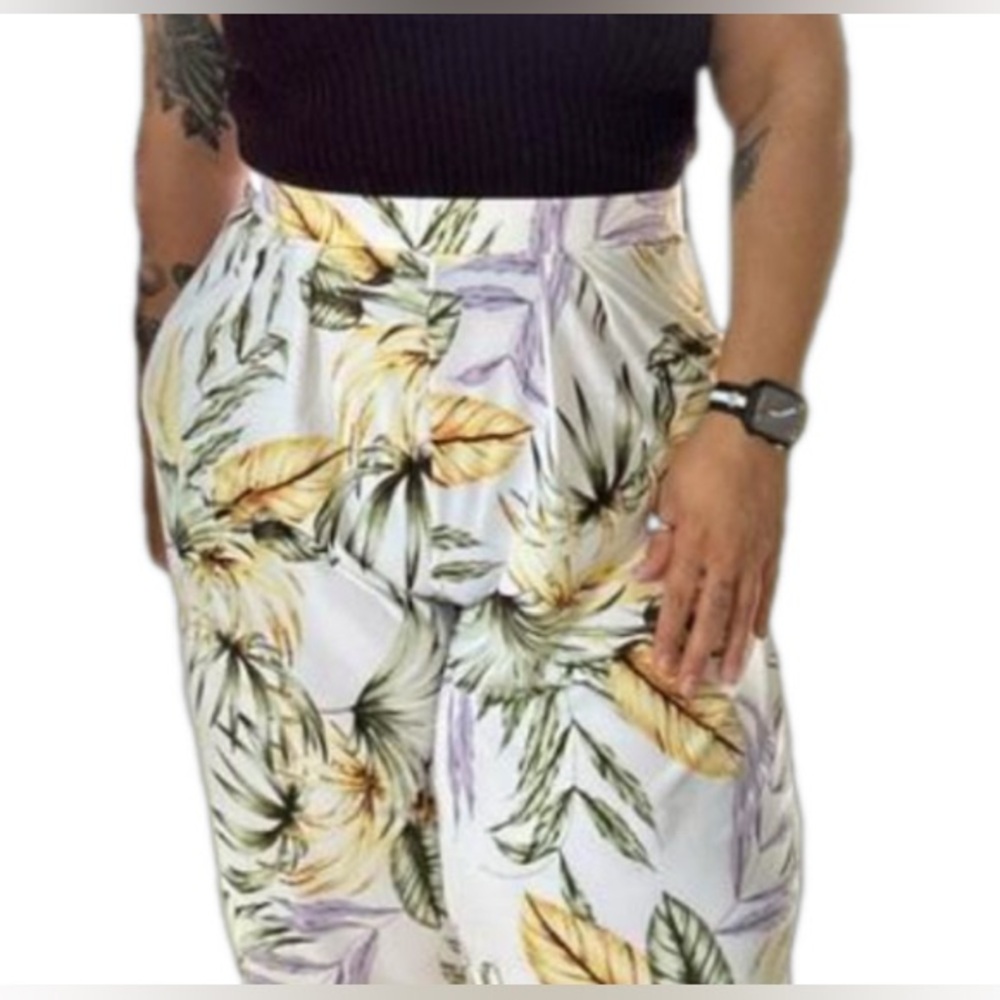 Tropical Print Wide Leg Tropical Print Pants